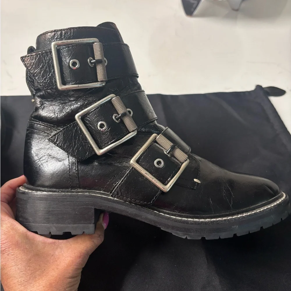 rag & bone Black Triple Buckle Combat Boots - Picture 7 of 10